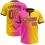 Custom Name Number Softball Jersey Unisex Two-Button Gradient Yellow Pink-Black Fashion Team Wear Personalized Yellow Pink-Black