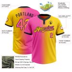 Custom Name Number Softball Jersey Unisex Two-Button Gradient Yellow Pink-Black Fashion Team Wear Personalized Yellow Pink-Black