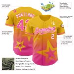 Custom 3D Twinkle Star Baseball Jersey with Personalized Name and Number in Yellow Pink-White Gradient Design Personalized