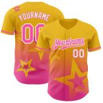 Custom 3D Twinkle Star Baseball Jersey with Personalized Name and Number in Yellow Pink-White Gradient Design Personalized