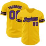 Personalized Yellow Purple Black Baseball Jersey for Men and Women - Authentic Design Personalized Yellow Purple-Black Authentic