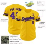 Personalized Yellow Purple Black Baseball Jersey for Men and Women - Authentic Design Personalized Yellow Purple-Black Authentic