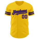 Personalized Yellow Purple Black Baseball Jersey for Men and Women - Authentic Design Personalized Yellow Purple-Black Authentic