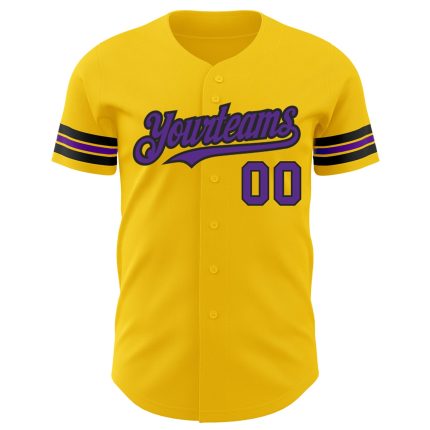 Personalized Yellow Purple Black Baseball Jersey for Men and Women - Authentic Design Personalized Yellow Purple-Black Authentic