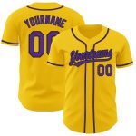 Custom Name and Number Baseball Jersey - Personalized Authentic Yellow Purple-Black Team Jersey Personalized Yellow Purple-Black