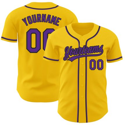 Custom Name and Number Baseball Jersey - Personalized Authentic Yellow Purple-Black Team Jersey Personalized Yellow Purple-Black