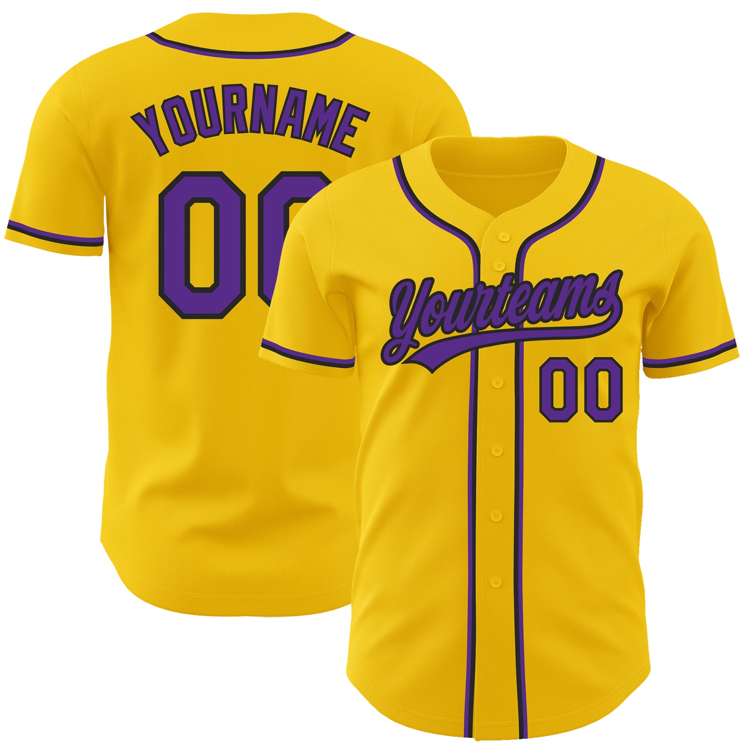 Custom Name and Number Baseball Jersey - Personalized Authentic Yellow Purple-Black Team Jersey Personalized Yellow Purple-Black