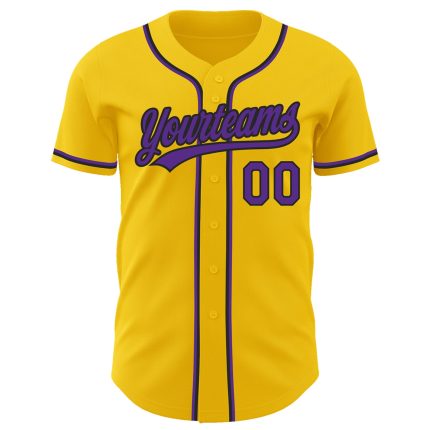 Custom Name and Number Baseball Jersey - Personalized Authentic Yellow Purple-Black Team Jersey Personalized Yellow Purple-Black