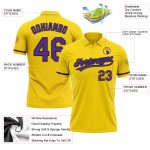 Custom Name Number Vapor Golf Polo Shirt Yellow Purple-Black Performance Team Apparel Personalized Yellow Purple-Black Performance