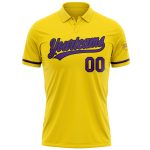 Custom Name Number Vapor Golf Polo Shirt Yellow Purple-Black Performance Team Apparel Personalized Yellow Purple-Black Performance