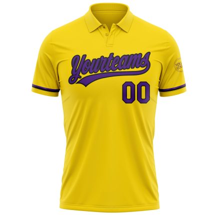 Custom Name Number Vapor Golf Polo Shirt Yellow Purple-Black Performance Team Apparel Personalized Yellow Purple-Black Performance