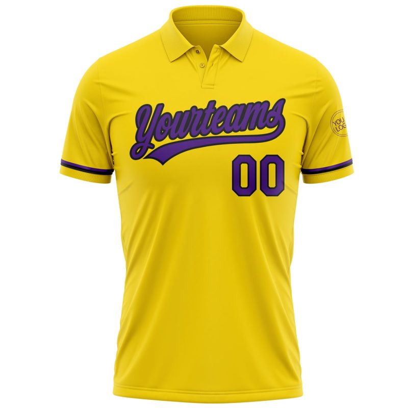 Custom Name Number Vapor Golf Polo Shirt Yellow Purple-Black Performance Team Apparel Personalized Yellow Purple-Black Performance
