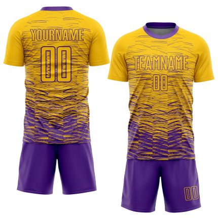 Custom Name Number Sublimation Soccer Jersey - Personalized Yellow Purple Team Uniform Personalized Yellow Purple Sublimation
