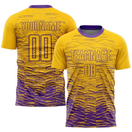 Custom Name Number Sublimation Soccer Jersey - Personalized Yellow Purple Team Uniform Personalized Yellow Purple Sublimation