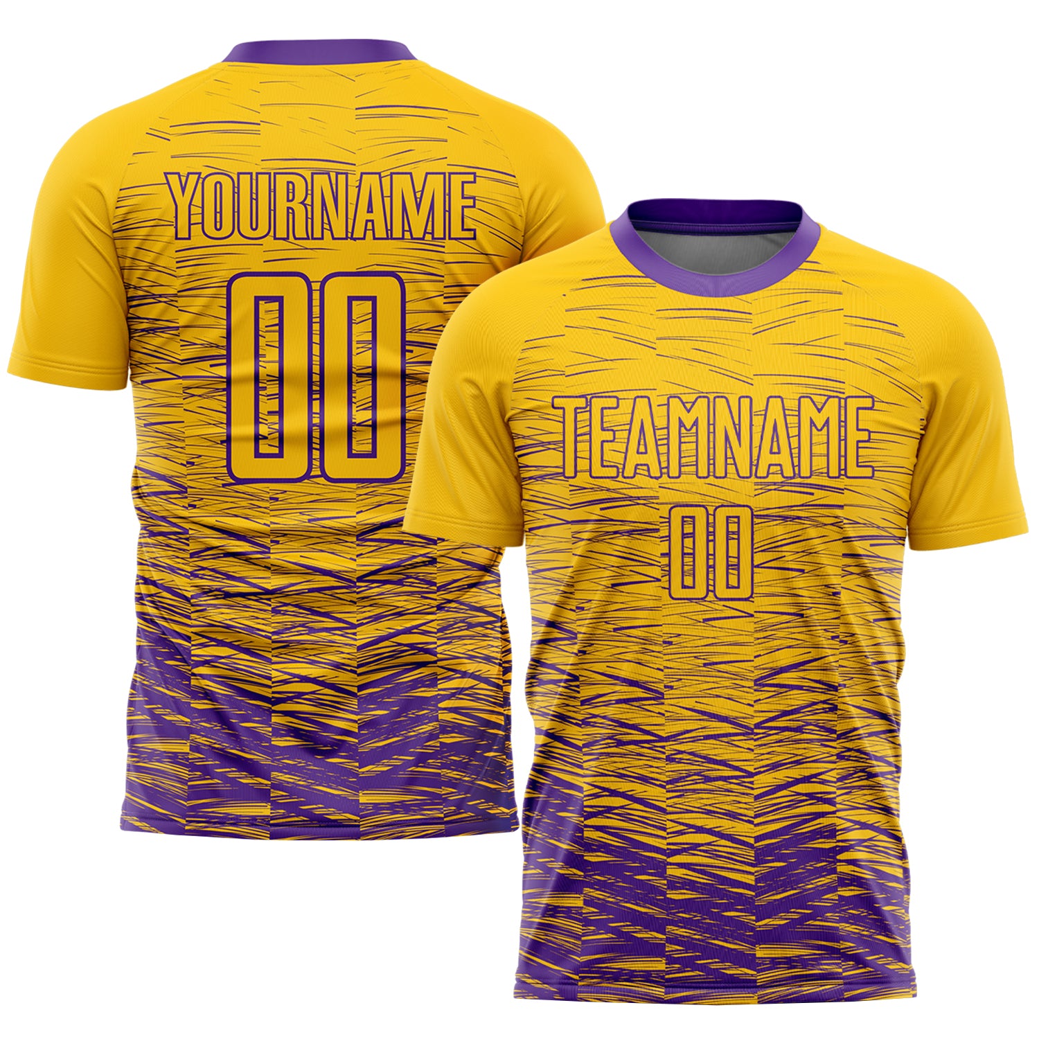 Custom Name Number Sublimation Soccer Jersey - Personalized Yellow Purple Team Uniform Personalized Yellow Purple Sublimation