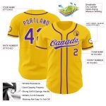 Custom Authentic Baseball Jersey with Personalized Name and Number - Yellow Purple-White Team Colors Personalized Yellow