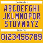 Custom Team Performance T-Shirt with Name and Number - Personalized Yellow Purple-White Design Personalized Yellow Purple-White