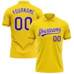 Personalized Team Golf Polo Shirt with Custom Name and Number in Yellow Purple-White Performance Vapor Design Personalized