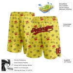 Custom Name Number Basketball Shorts 3D Pattern Crabs Shells Yellow Red Black - Authentic Team Gear Personalized Yellow Red-Black