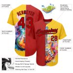 Custom Name Number Baseball Jersey Watercolor Guitar Music Festival 3D Pattern Yellow Red Black Design Personalized Yellow