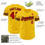 Personalized Authentic Baseball Jersey in Yellow and Red-Black Color Scheme Personalized Yellow Red-Black Authentic Baseball