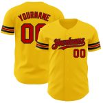 Personalized Authentic Baseball Jersey in Yellow and Red-Black Color Scheme Personalized Yellow Red-Black Authentic Baseball