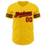 Personalized Authentic Baseball Jersey in Yellow and Red-Black Color Scheme Personalized Yellow Red-Black Authentic Baseball
