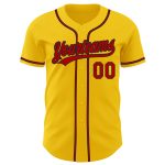 Custom Authentic Baseball Jersey with Personalized Name and Number in Yellow, Red, and Black Personalized Yellow Red-Black