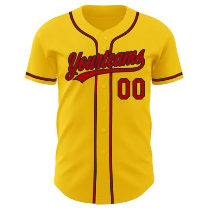 Custom Authentic Baseball Jersey with Personalized Name and Number in Yellow, Red, and Black Personalized Yellow Red-Black