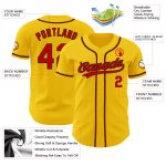 Custom Authentic Baseball Jersey with Personalized Name and Number in Yellow, Red, and Black Personalized Yellow Red-Black