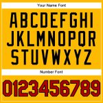 Custom Team Performance T-Shirt with Name and Number in Yellow and Red-Black Design Personalized Yellow Red-Black Performance