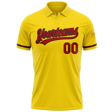 Custom Name and Number Vapor Golf Polo Shirt - Personalized Yellow Red-Black Performance Team Apparel Personalized Yellow