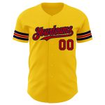 Personalized Authentic Baseball Jersey in Yellow Red-Navy Colors Personalized Yellow Red-Navy Authentic Baseball Jersey