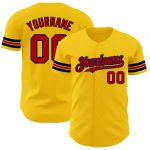 Personalized Authentic Baseball Jersey in Yellow Red-Navy Colors Personalized Yellow Red-Navy Authentic Baseball Jersey