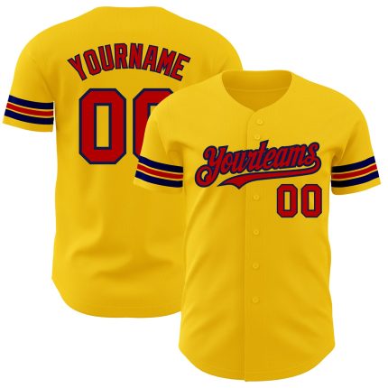 Personalized Authentic Baseball Jersey in Yellow Red-Navy Colors Personalized Yellow Red-Navy Authentic Baseball Jersey