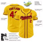 Custom Personalized Baseball Jersey - Yellow Red-Navy with Team Name & Number Personalized Yellow Red-Navy Authentic Baseball