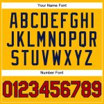 Custom Team Name Number Performance T-Shirt in Yellow Red-Navy - Personalized Sports Tee Personalized Yellow Red-Navy Performance