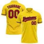 Custom Performance Golf Polo Shirt - Personalized Yellow Red-Navy with Team Name and Number Personalized Yellow Red-Navy