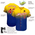 Custom Name and Number Personalized Yellow Red-Royal Baseball Jersey - Authentic Fade Fashion Team Gear Personalized Yellow
