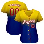 Custom Name and Number Personalized Yellow Red-Royal Baseball Jersey - Authentic Fade Fashion Team Gear Personalized Yellow