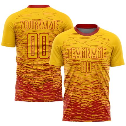 Personalized Soccer Jersey with Custom Name and Number, Yellow and Red Sublimation Team Uniform Personalized Yellow Red Sublimation