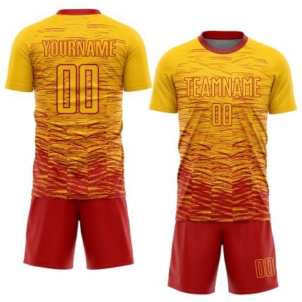 Personalized Soccer Jersey with Custom Name and Number, Yellow and Red Sublimation Team Uniform Personalized Yellow Red Sublimation