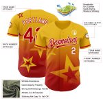 Custom Name and Number Authentic Baseball Jersey with 3D Twinkle Star Gradient Design in Yellow Red-White Personalized Yellow