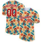 Custom Tropical Palm Leaf Performance T-Shirt with Personalized Name and Number - Yellow Red-White 3D Pattern Design Personalized