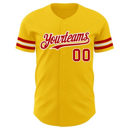 Custom Yellow Red White Baseball Jersey - Authentic Design, Personalized Team Apparel Personalized Yellow Red-White Authentic