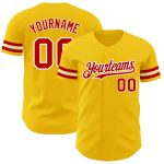 Custom Yellow Red White Baseball Jersey - Authentic Design, Personalized Team Apparel Personalized Yellow Red-White Authentic