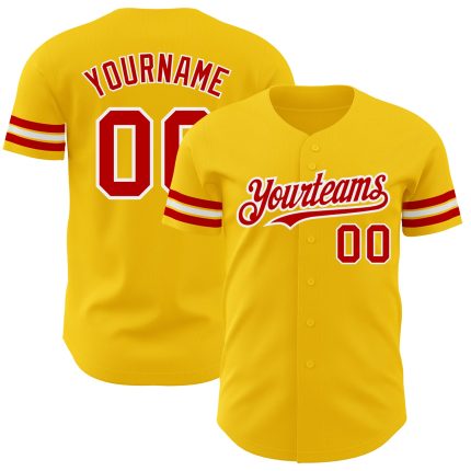 Custom Yellow Red White Baseball Jersey - Authentic Design, Personalized Team Apparel Personalized Yellow Red-White Authentic