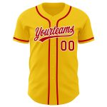 Custom Team Baseball Jersey with Personalized Name and Number - Yellow Red and White Authentic Design Personalized Yellow