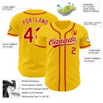 Custom Team Baseball Jersey with Personalized Name and Number - Yellow Red and White Authentic Design Personalized Yellow