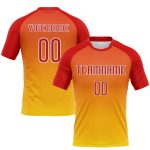 Custom Sublimation Volleyball Uniform Jersey - Personalized Yellow Red-White Geometric Shape with Name and Number Personalized